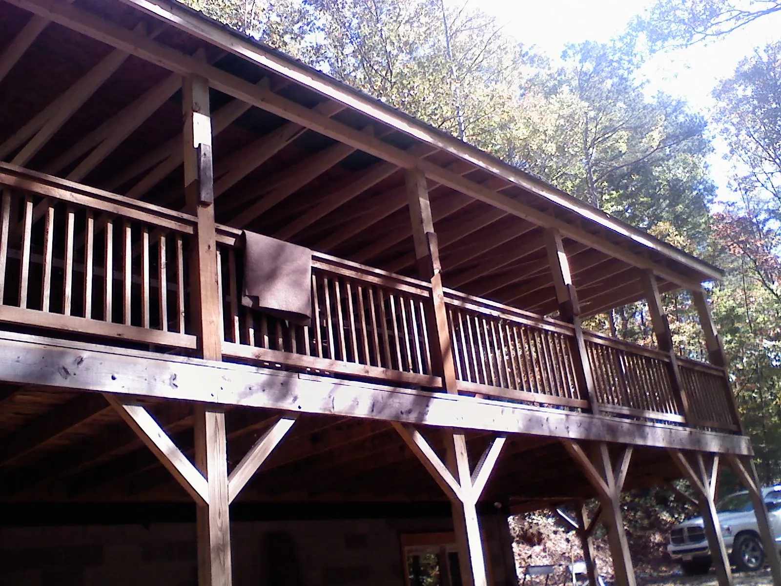 Timber framing under a new elevated porch and deck — Roof Leak Repair in Dickerson Run by Roofing Brothers